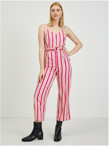 Orsay Salopetă de in bej-roz pentru femei ORSAY