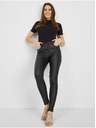 Orsay Pantaloni negri din piele artificială pentru femei ORSAY