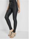 Orsay Pantaloni negri din piele artificială pentru femei ORSAY