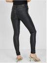 Orsay Pantaloni negri din piele artificială pentru femei ORSAY