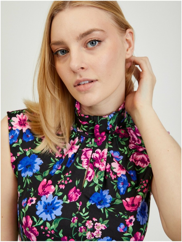 Orsay Rochie de damă neagră cu flori ORSAY