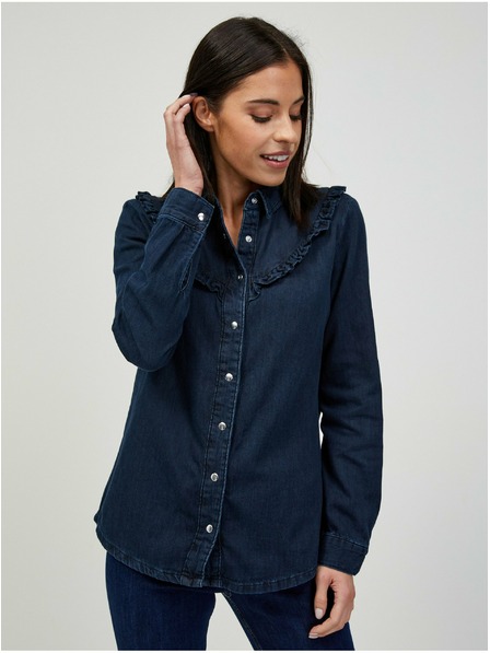 Orsay Cămașă din denim albastru închis ORSAY