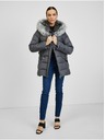 Orsay Jachetă de iarnă matlasată de damă gri închis cu curea ORSAY