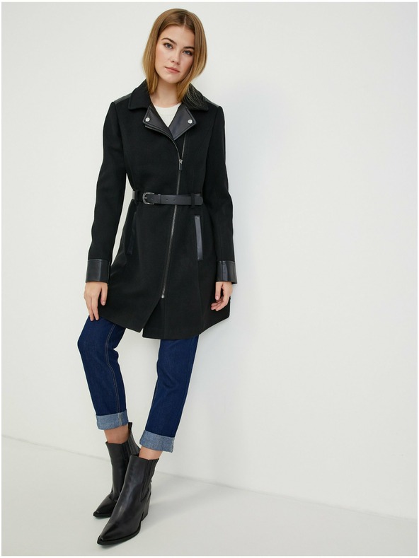 Orsay Palton de iarnă de damă neagră cu amestec de lână ORSAY