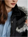Orsay Palton de iarnă de damă neagră din puf cu glugă și blană artificiala ORSAY