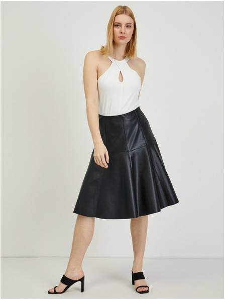 Orsay Fustă neagră din imitație de piele de damă ORSAY