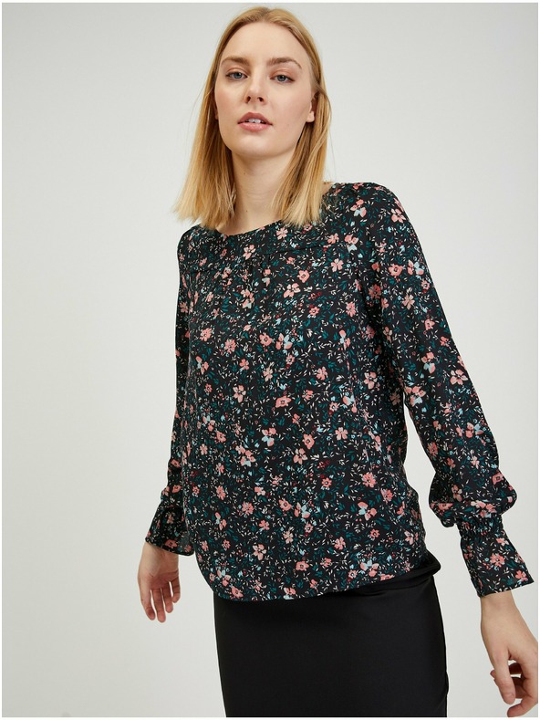 Orsay Bluză de damă neagră florală ORSAY