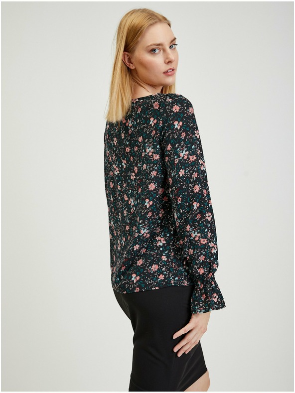 Orsay Bluză de damă neagră florală ORSAY