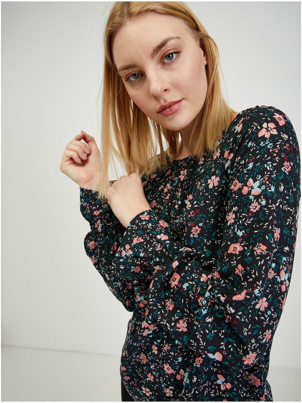 Orsay Bluză de damă neagră florală ORSAY