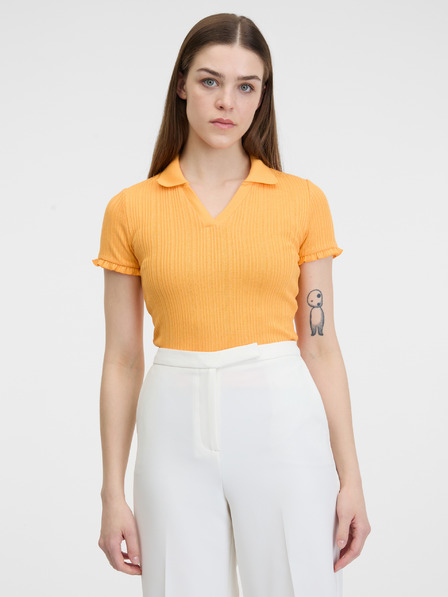 Orsay Tricou polo galben de damă cu nervuri ORSAY