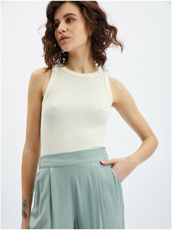 Orsay Pantaloni largi pentru femei de culoare verde deschis ORSAY