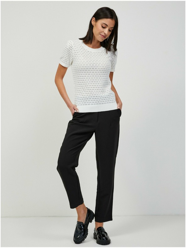 Orsay Pulover perforat alb cu mâneca scurta ORSAY