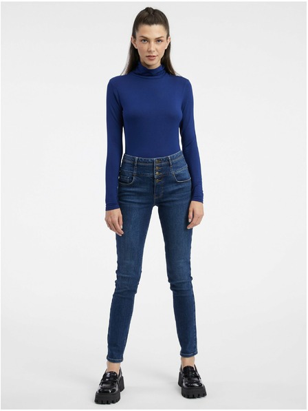 Orsay Tricou albastru închis pentru femei cu guler înalt ORSAY