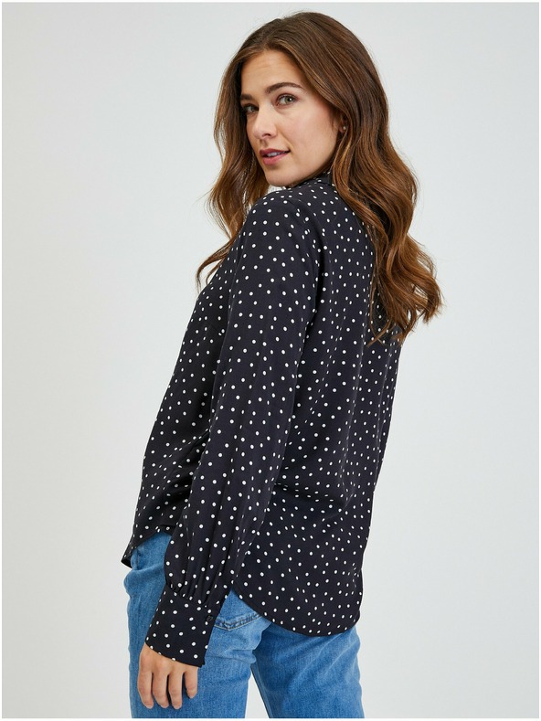 Orsay Cămașă de damă neagră cu buline ORSAY