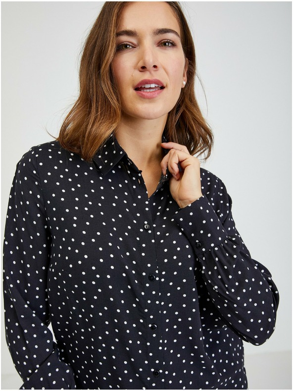 Orsay Cămașă de damă neagră cu buline ORSAY