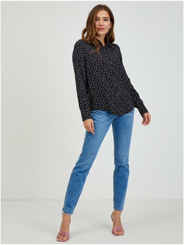 Orsay Cămașă de damă neagră cu buline ORSAY