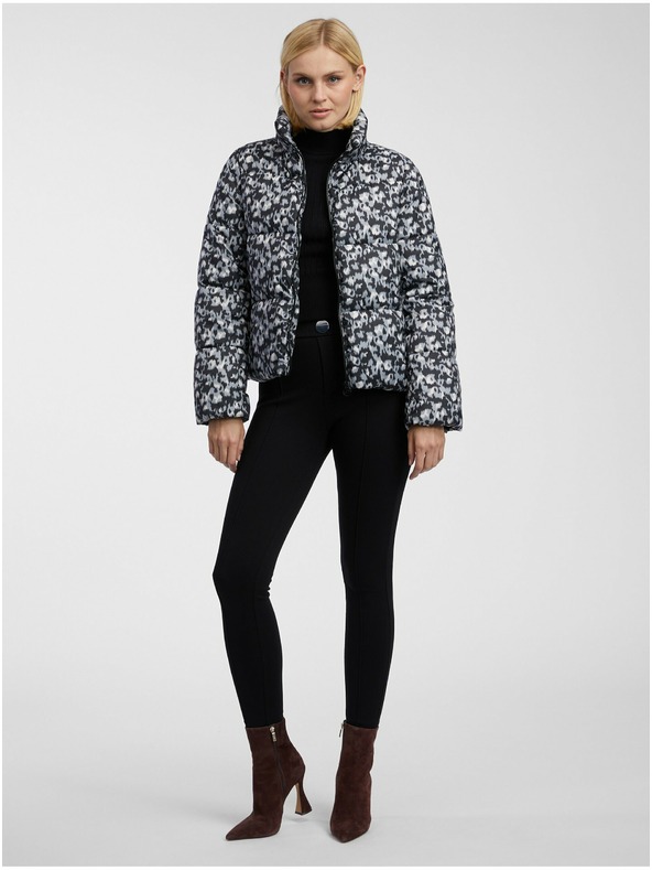 Orsay Geacă matlasată cu model gri și negru pentru femei ORSAY