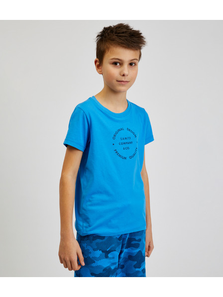 Sam 73 Tricou albastru din bumbac pentru băieți cu imprimeu SAM73 Pyrop