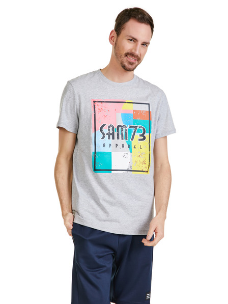 Sam 73 Tricou gri pentru bărbați cu mânecă SAM 73 Elijah