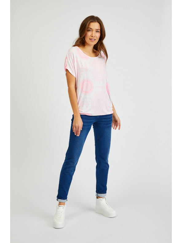 Sam 73 Tricou cu model pentru femei alb și roz SAM73 Taurus