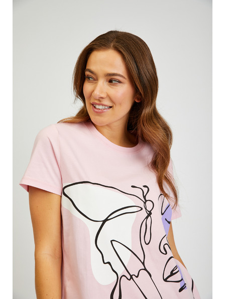 Sam 73 Tricou imprimat roz pentru femei SAM73 Musca