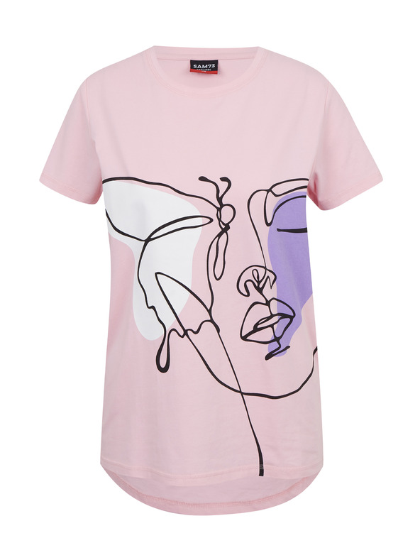 Sam 73 Tricou imprimat roz pentru femei SAM73 Musca