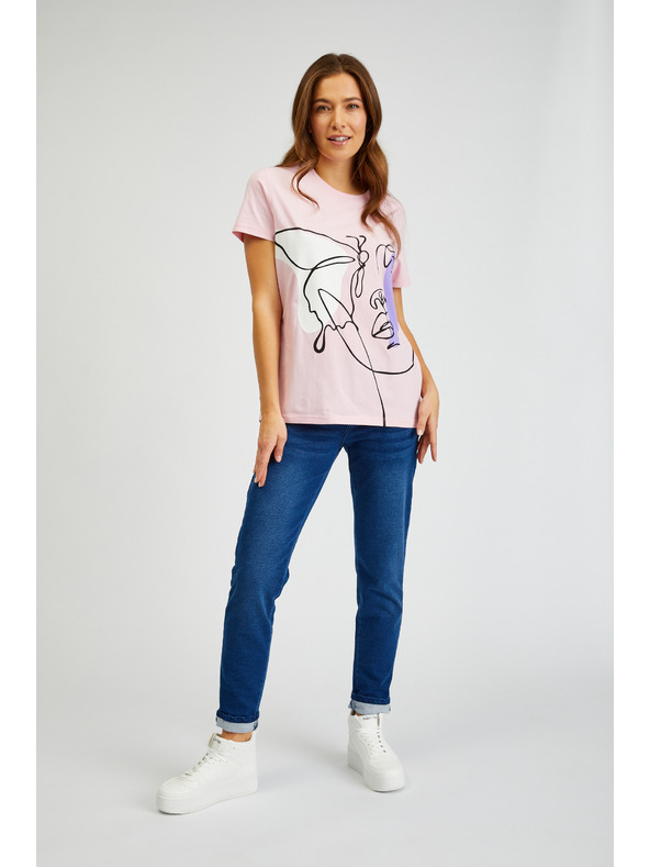 Sam 73 Tricou imprimat roz pentru femei SAM73 Musca