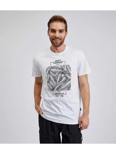 Sam 73 Tricou imprimat din bumbac pentru bărbați, alb SAM73 Almandit