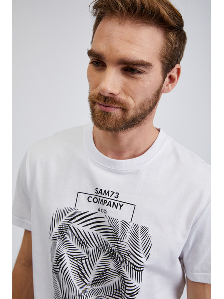 Sam 73 Tricou imprimat din bumbac pentru bărbați, alb SAM73 Almandit