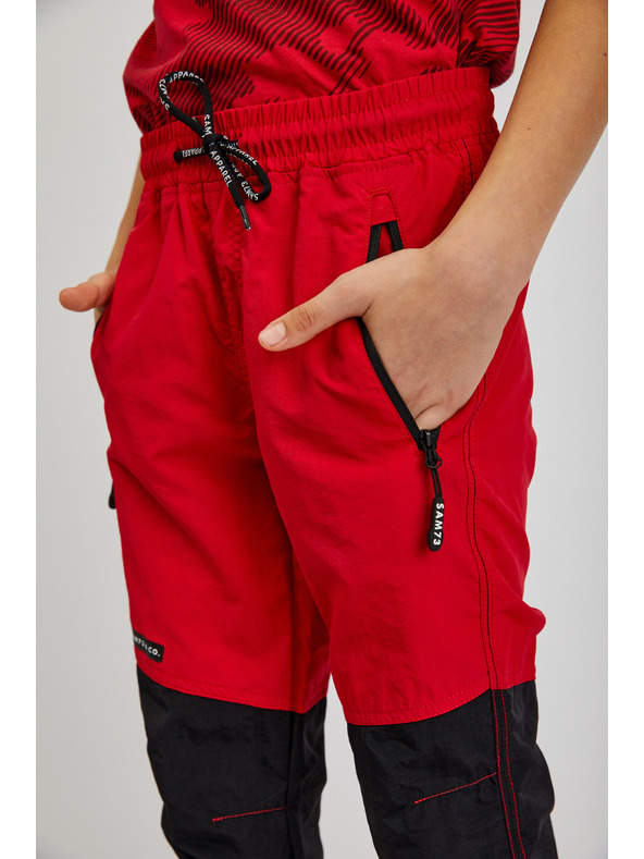 Sam 73 Pantaloni sport pentru copii negri și roșii SAM73 Jonathan