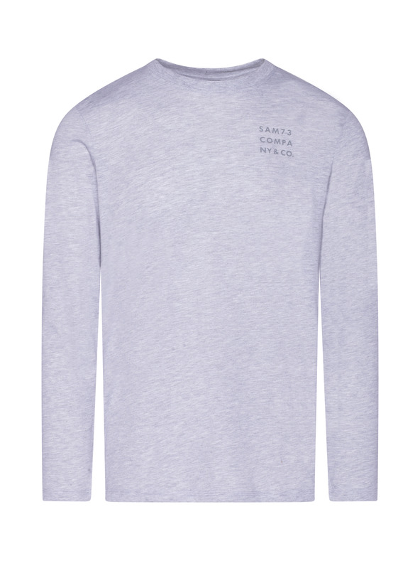 Sam 73 Tricou bărbătesc gri deschis cu dungi Sam 73