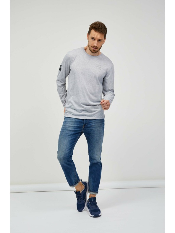 Sam 73 Tricou bărbătesc gri deschis cu dungi Sam 73