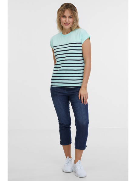 Sam 73 Tricou cu dungi turcoaz pentru femei SAM 73 Mercedes