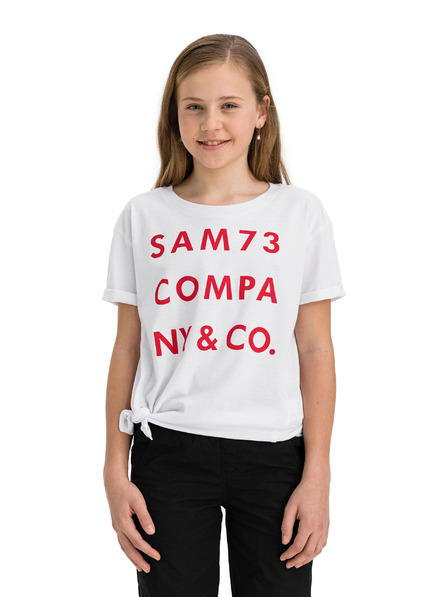 Sam 73 Tricou alb pentru fete cu imprimeu SAM 73