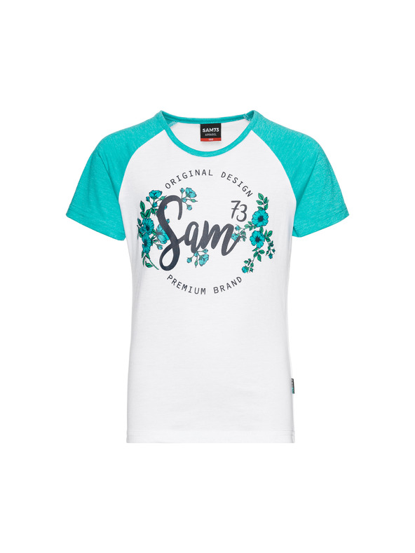 Sam 73 Tricou verde și alb pentru fete cu imprimeu SAM 73