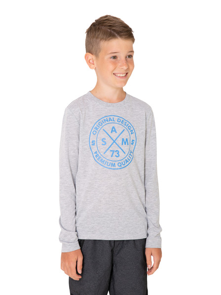 Sam 73 Tricou gri deschis pentru băieți cu imprimeu SAM 73