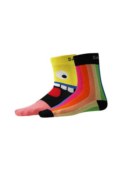 Sam 73 Set de două perechi de șosete cu model în roșu și galben SAM 73 Elquis