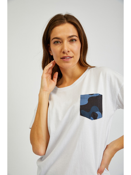 Sam 73 Tricou alb de damă cu buzunar SAM 73 Marie