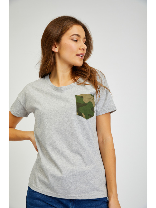 Sam 73 Tricou gri de damă cu buzunar SAM 73 Marie