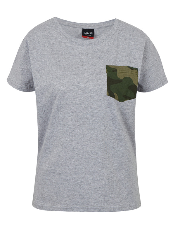 Sam 73 Tricou gri de damă cu buzunar SAM 73 Marie