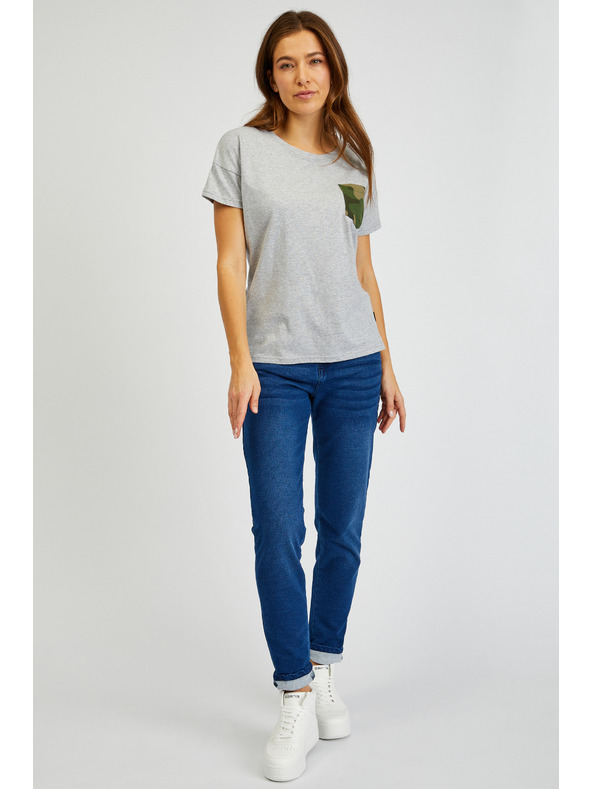 Sam 73 Tricou gri de damă cu buzunar SAM 73 Marie