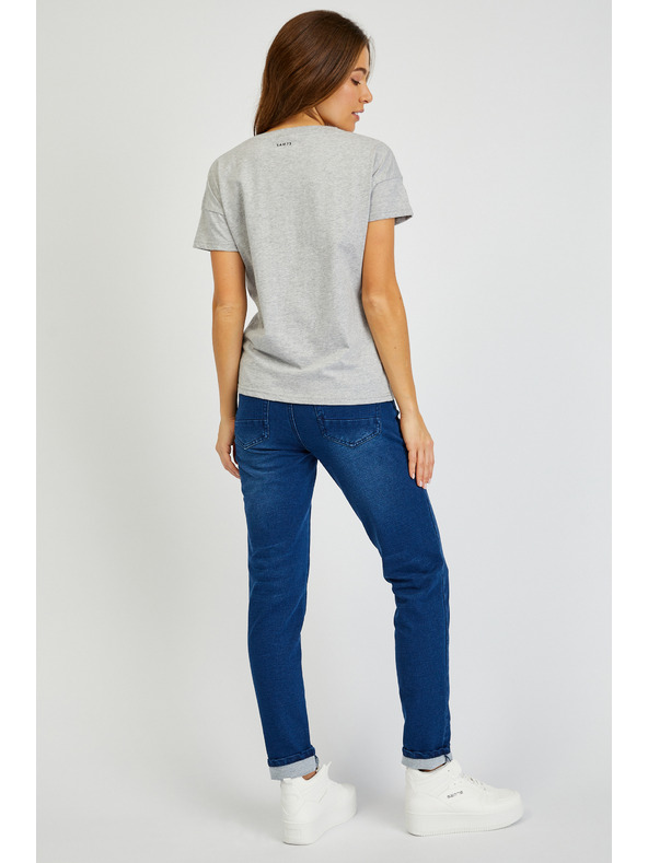Sam 73 Tricou gri de damă cu buzunar SAM 73 Marie