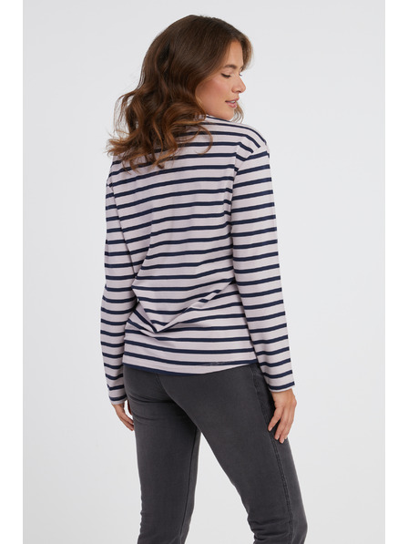 Sam 73 Tricou cu mânecă lungă cu dungi albastru și roz pentru femei SAM 73 Prudence