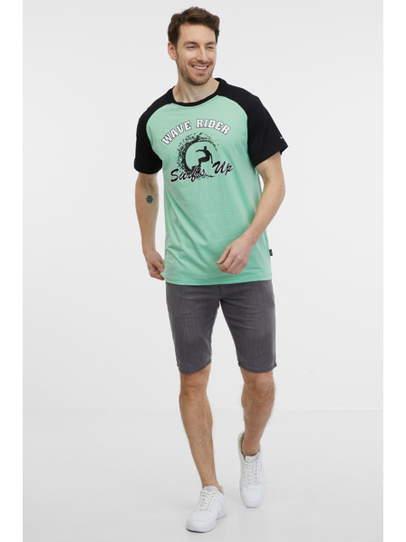 Sam 73 Tricou negru și verde pentru bărbați SAM 73 Esteban