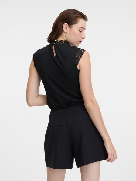 Orsay Tricou de damă negru cu detaliu din dantelă ORSAY