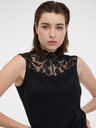 Orsay Tricou de damă negru cu detaliu din dantelă ORSAY