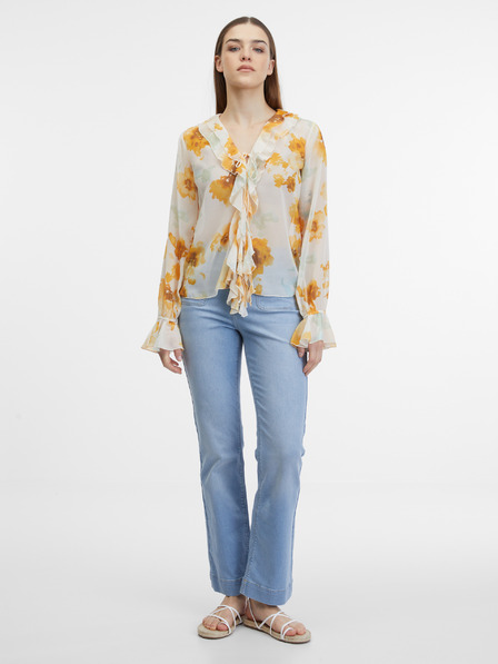 Orsay Bluză albă cu flori pentru femei ORSAY