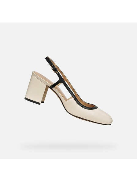 Geox Pantofi crem cu toc pentru femei Geox Virnilisa 65