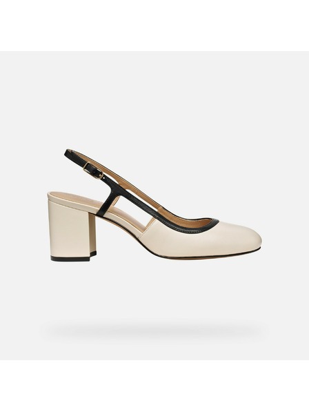 Geox Pantofi crem cu toc pentru femei Geox Virnilisa 65