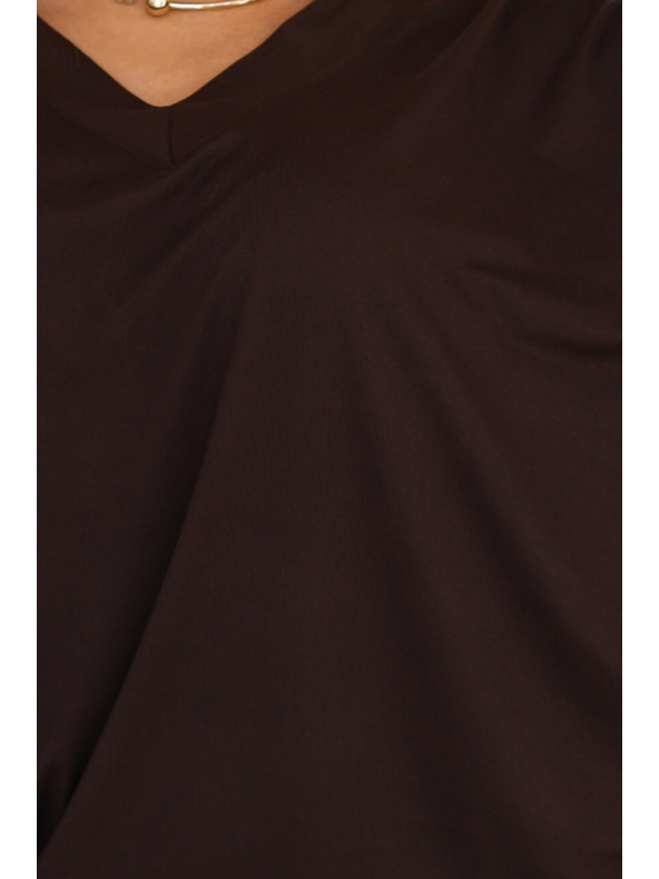 numoco Rochie tip liliac comode cu mânecă lungă - ciocolată